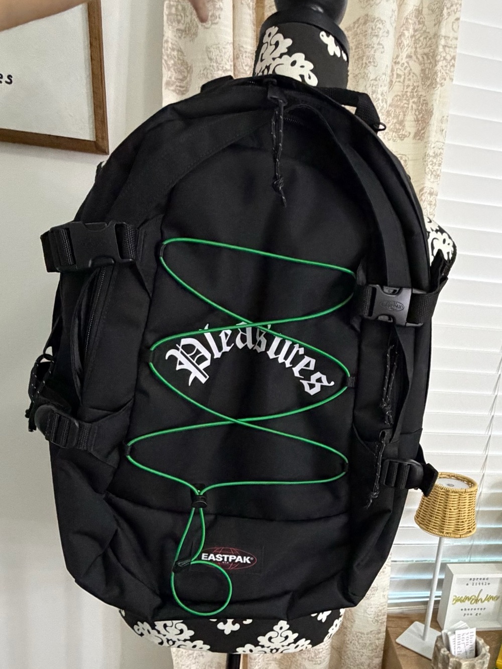 Pleasures x Eastpak Black Backpack with Green Cord